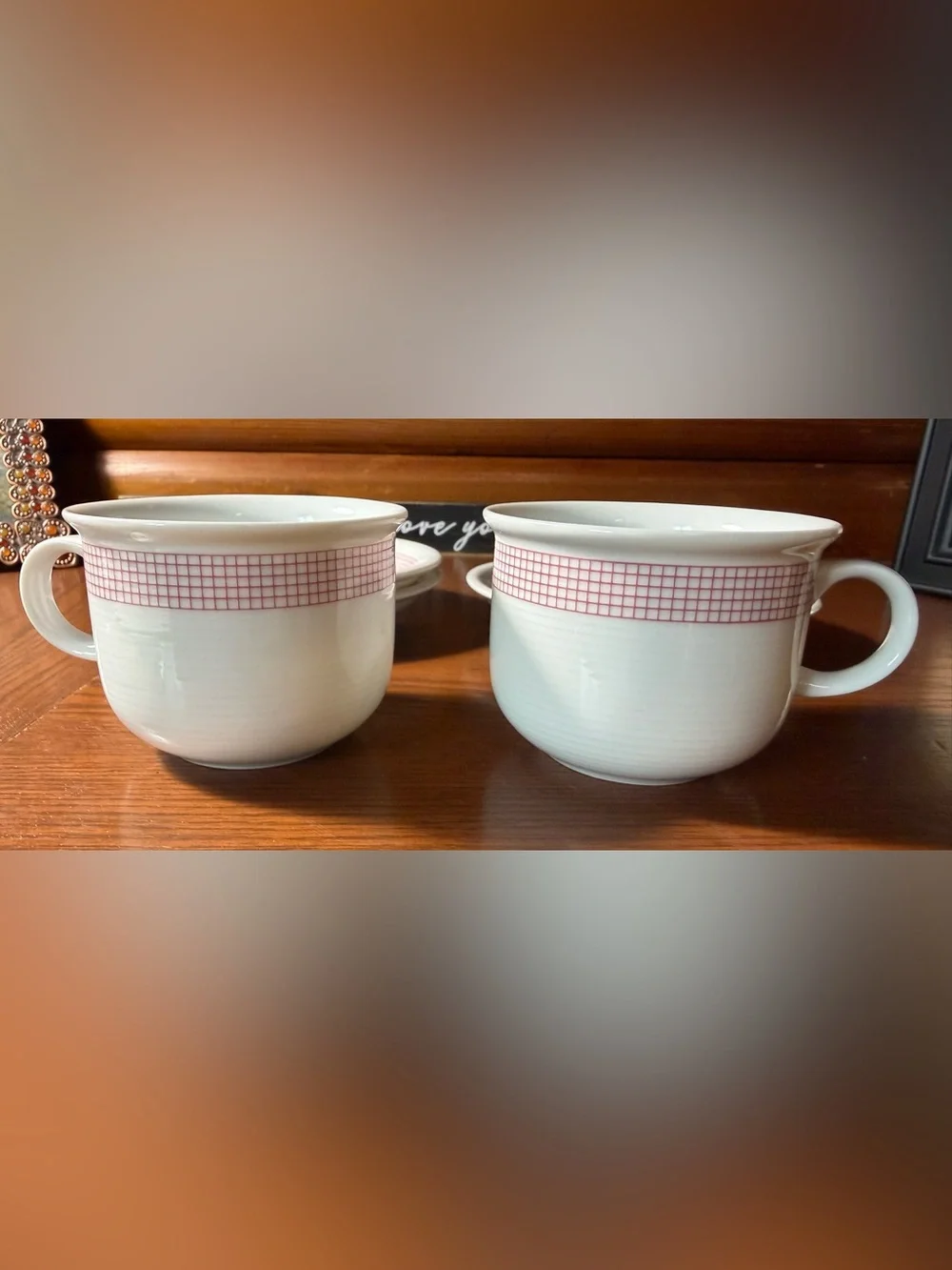 FLORIDA by Thomas by Rosenthal 2 Short Cups & 3 saucer made in Germany pink grid